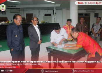 BUPATI NIAS HADIRI PENANDATANGANAN NOTA KESEPAKATAN KUA DAN PPAS TAHUN ANGGARAN 2025