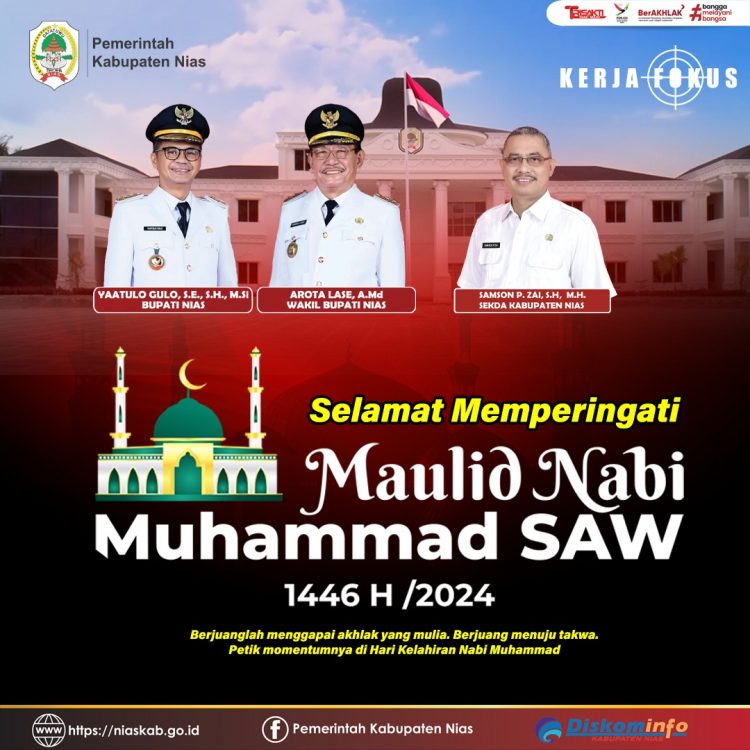 Pemerintah Kabupaten Nias Mengucapkan  Selamat Memperingati Maulid Nabi Muhammad SAW 1446 H/2024