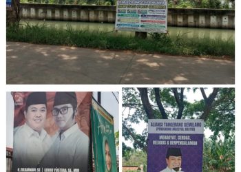 PENCOPOTAN BALIHO DI RAJEG, DI DUGA BERAT SEBELAH,MASIH BANYAK BALIHO PASLON YANG TIDAK DI TURUNKAN