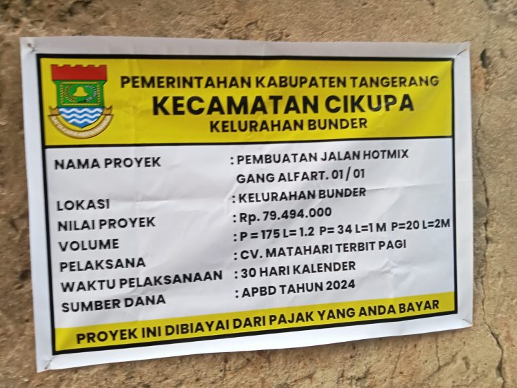 Diduga Tak Sesuai RAB, Ketua JPK DPW Banten Desak Lurah Bunder Gelar Ulang Proyek Hotmix