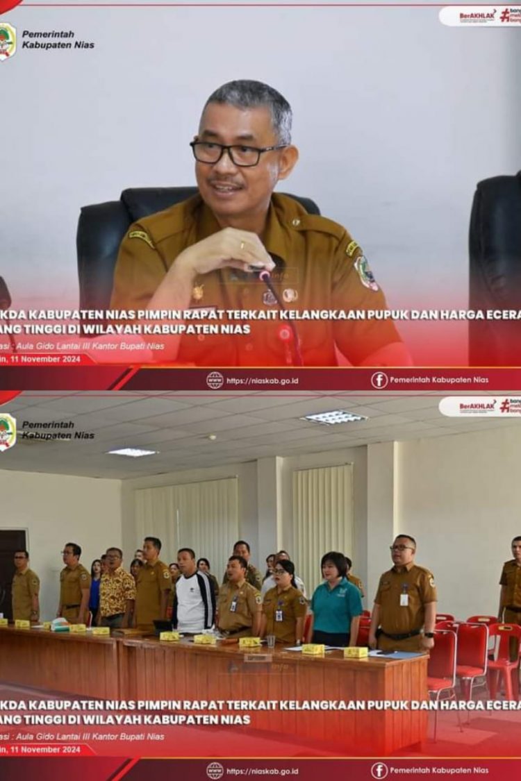 Sekda Kab. Nias Pimpin Rapat Terkait Kelangkaan Pupuk dan Harga Eceran Yang Tinggi