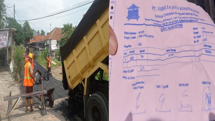 Tak Pasang Papan Informasi, Proyek Hotmix Milik Desa Curug Wetan Diduga Hilang 17 Ton