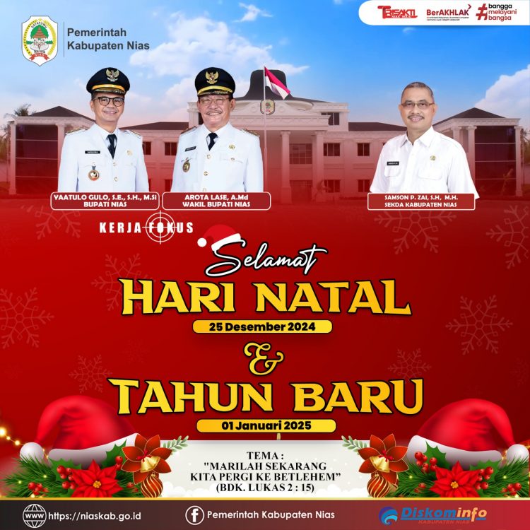 Pemerintah Kabupaten Nias Mengucapkan Selamat Hari Natal 25 Desember 2024 dan Tahun Baru 01 Januari 2025