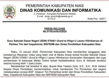 Diduga Tidak Hadir di Sekolah Selama 1 Bulan, Oknum Guru SDN Kabupaten Nias di Periksa