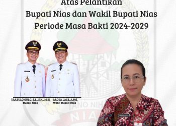 Dinas Koperasi UKM Perdagangan dan Ketenagakerjaan Kabupaten Nias Mengucapkan Selamat Atas Pelantikan Bapak Yaatulo Gulo, S.E., S.H., M.Si dan Bapak Arota Lase, A.Md Menjadi Bupati dan Wakil Bupati Nias