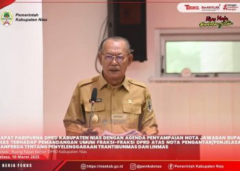 WABUP NIAS SAMPAIKAN NOTA JAWABAN/TANGGAPAN BUPATI NIAS TERHADAP PEMANDANGAN UMUM FRAKSI-FRAKSI DPRD