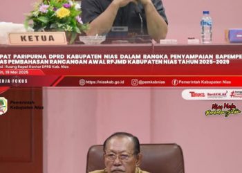 RAPAT PARIPURNA DPRD KABUPATEN NIAS DALAM RANGKA PENYAMPAIAN BAPEMPERDA ATAS PEMBAHASAN RANWAL RPJMD KABUPATEN NIAS TAHUN 2025-2029