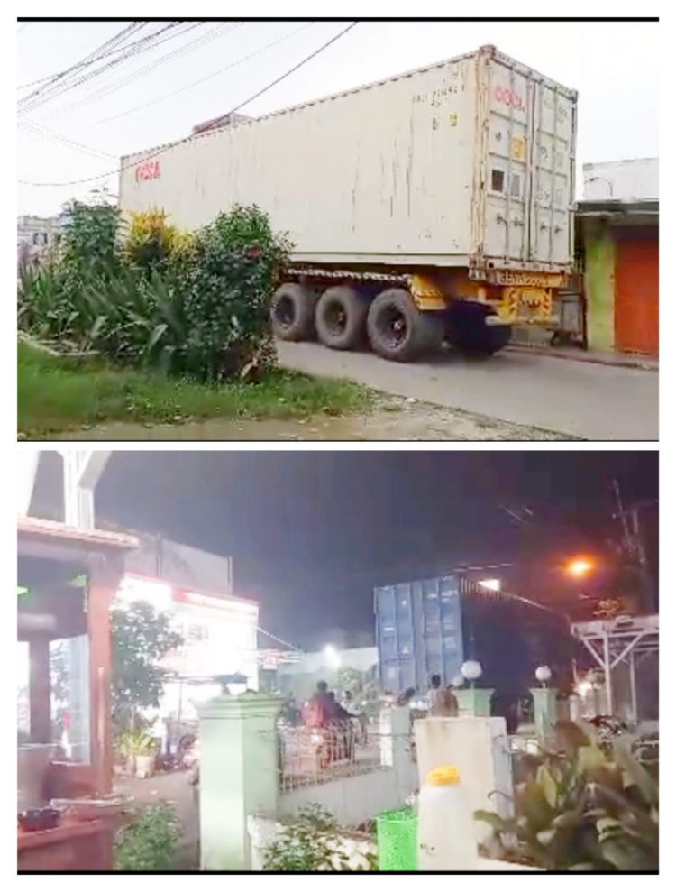 Warga Resah! Truk Kontainer PT Sapporo Kuasai Jalan Desa Singabangsa Tanpa Pengawasan