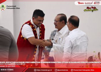 WAKIL BUPATI NIAS SAMBUT KEDATANGAN GUBERNUR SUMATERA UTARA DI BANDARA BINAKA GUNUNGSITOLI