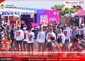 BUPATI NIAS HADIRI PEMBUKAAN KEJUARAAN WORLD SURFING LEAGUE NIAS PRO 2025