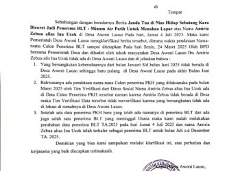 Amiria Zebua Terkafer Sebagai Penerima BLT Bulan Juli-Desember 2025 Setelah Balik Didesa