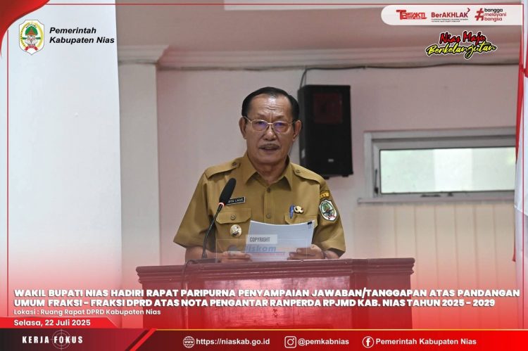 Wabup Nias Sampaikan Nota Jawaban Terhadap Padangan Umum Fraksi – Fraksi DPRD Kab. Nias