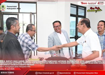 Wabup Nias Hadiri Rapat Paripurna Penyampaian Laporan Bapemperda DPRD Kab. Nias