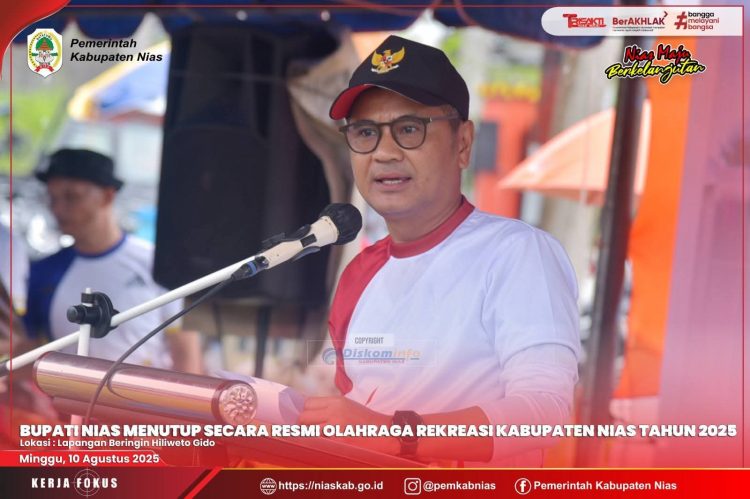 OLAHRAGA REKREASI KABUPATEN NIAS TAHUN 2025 DITUTUP SECARA RESMI OLEH BUPATI NIAS