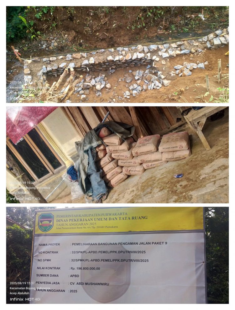 Diduga Proyek Pemeliharaan Bangunan Pengaman Jalan Paket 9 di Bojong Tidak Sesuai Spek, Publik Pertanyakan Pengawasan