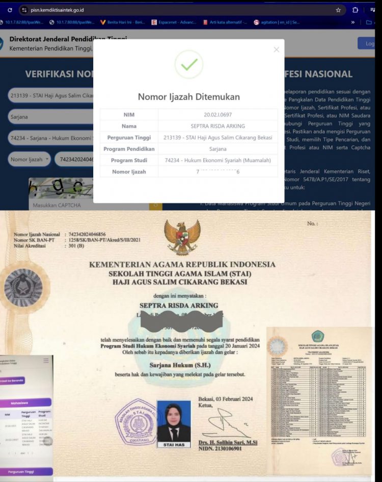 TUDINGAN IJAZAH PALSU ” SEPTRA RISDA ARKING ” DI DUGA KUAT BERIMBAS PADA SELEKSI CALON KUAT DIRUT PD PASAR KOTA TANGERANG