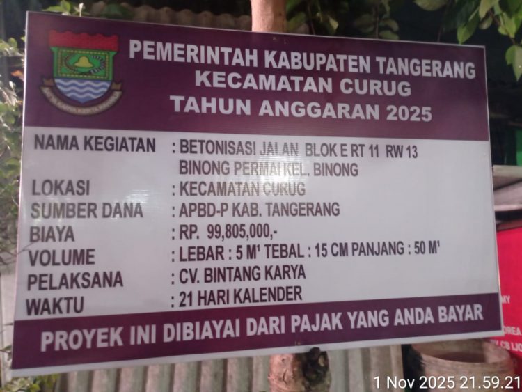 Camat Curug Segera Perintahkan PPTK untuk Kroscek Lokasi Betonisasi, JPK : CV Bintang Karya Diduga Tidak Profesional