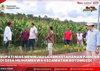 BUPATI NIAS TINJAU LAHAN KETAHANAN PANGAN DI DESA HILIHAMBAWA, KECAMATAN BOTOMUZOI