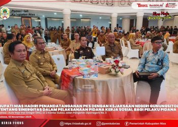 BUPATI NIAS TANDATANGANI PKS PELAKSANAAN PIDANA KERJA SOSIAL BAGI PELAKU PIDANA