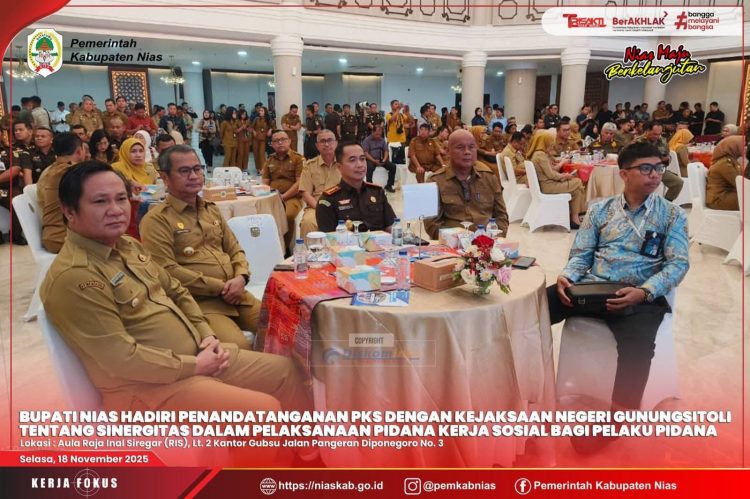 BUPATI NIAS TANDATANGANI PKS PELAKSANAAN PIDANA KERJA SOSIAL BAGI PELAKU PIDANA