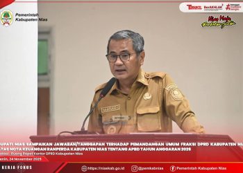 BUPATI NIAS SAMPAIKAN JAWABAN/TANGGAPAN TERHADAP PEMANDANGAN UMUM FRAKSI DPRD KABUPATEN NIAS ATAS NOTA KEUANGAN RANPERDA KABUPATEN NIAS TENTANG APBD TAHUN ANGGARAN 2026
