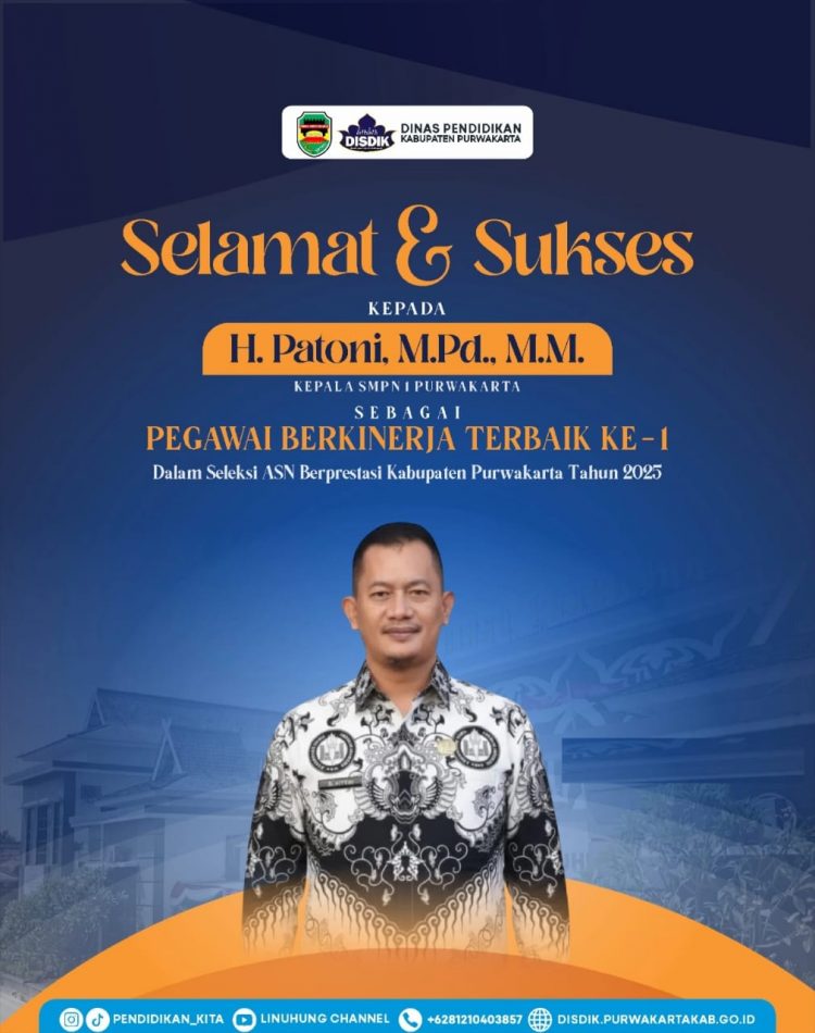 H. Patoni, M.Pd., M.M. Dinobatkan Sebagai Pegawai Berkinerja Terbaik di Kabupaten Purwakarta Tahun 2025