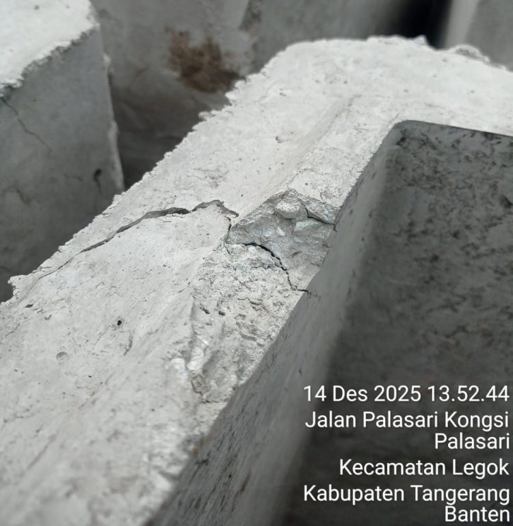 Proyek U-Ditch di Palasari Legok Diduga Gunakan Material Abal-Abal, Pengawas Perkim Kabupaten Tangerang Tidak Berfungsi