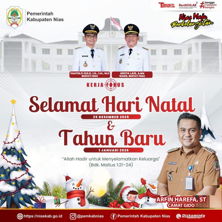 Pemerintah Kecamatan Gido Mengucapkan Selamat Natal 25 Desember 2025 & Tahun Baru 1 Januari 2026