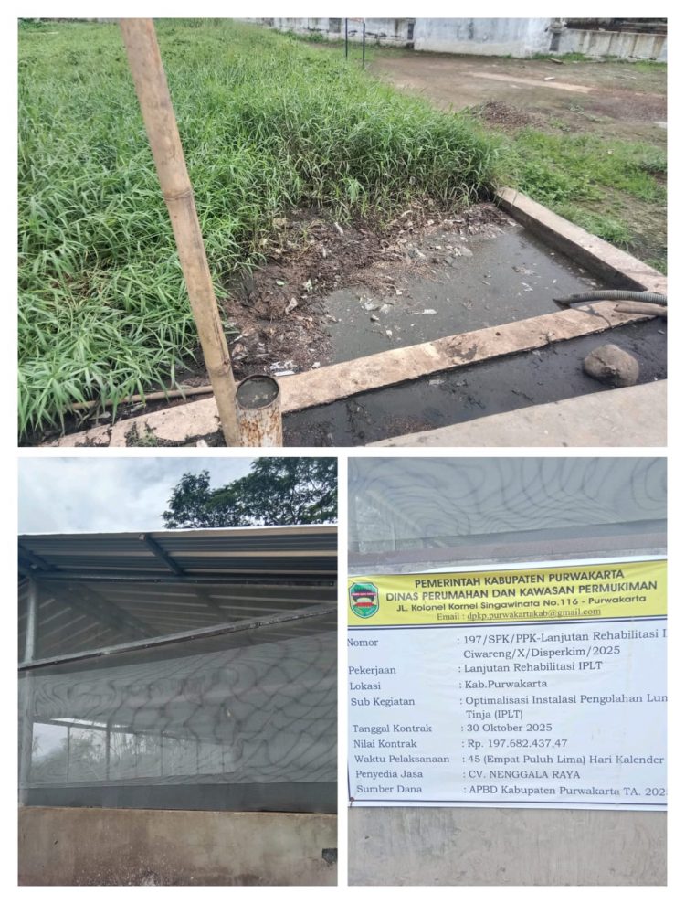 Anggaran Fantastis Rp197 Juta, Proyek Rehabilitasi IPLT di Purwakarta Disorot. Diduga Tak Sebanding dengan Fisik Pekerjaan
