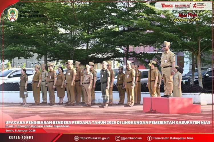 PEMKAB NIAS GELAR UPACARA PENGIBARAN BENDERA PERDANA TAHUN 2026
