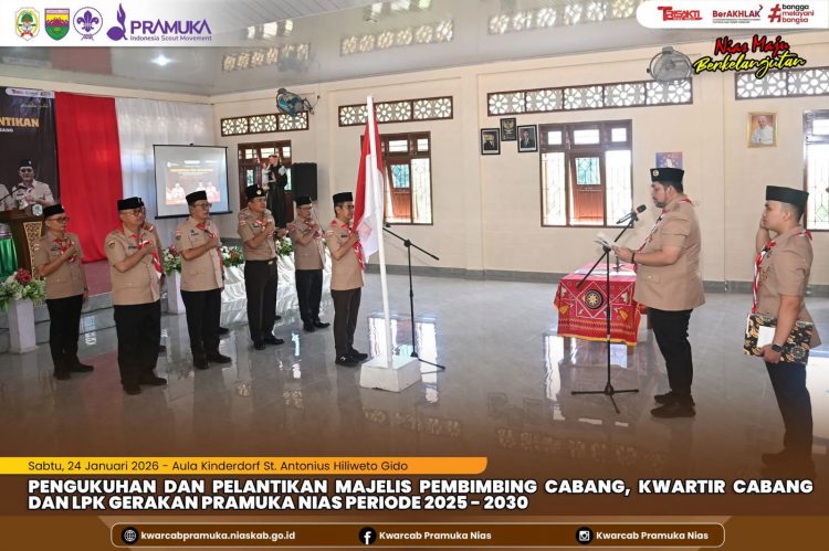 BUPATI NIAS HADIRI PELANTIKAN PENGURUS GERAKAN PRAMUKA KABUPATEN NIAS