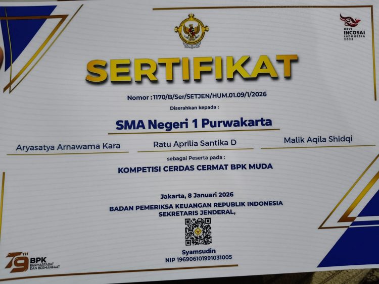 Prestasi Gemilang! Siswa SMA Negeri 1 Purwakarta Harumkan Nama Daerah di Ajang Cerdas Cermat BPK Muda