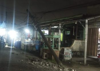 Gara-Gara Mabuk Berat, Supir Truck Diduga Hilang Kendali, Tiang Listrik Dihantam Hingga Roboh