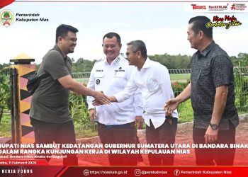 BUPATI NIAS SAMBUT KEDATANGAN GUBERNUR SUMATERA UTARA DI BANDARA BINAKA
