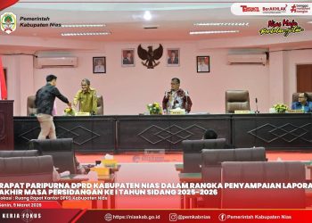 BUPATI NIAS HADIRI RAPAT PARIPURNA DPRD PENYAMPAIAN LAPORAN RESES AKHIR MASA PERSIDANGAN I SEKALIGUS PEMBUKAAN MASA SIDANG II TAHUN SIDANG 2025–2026