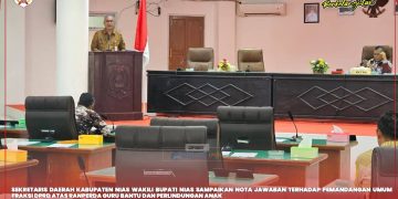 SEKDA KAB. NIAS WAKILI BUPATI SAMPAIKAN NOTA JAWABAN TERHADAP PEMANDANGAN UMUM FRAKSI DPRD ATAS RANPERDA GURU BANTU DAN PERLINDUNGAN ANAK