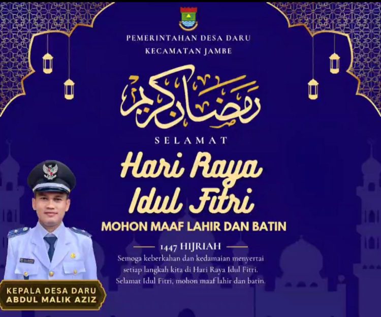 Kepala Desa Daru Abdul Malik Aziz Sampaikan Ucapan Idulfitri 1447 H, Ajak Warga Perkuat Persatuan dan Kepedulian