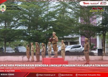 UPACARA PENGIBARAN BENDERA LINGKUP PEMERINTAH KABUPATEN NIAS DI IKUTI OLEH PARA ASN
