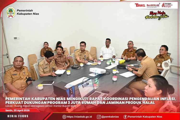 Pemkab Nias Ikuti Rakor Pengendalian Inflasi, Perkuat Dukungan Program 3 Juta Rumah dan Jaminan Produk Halal