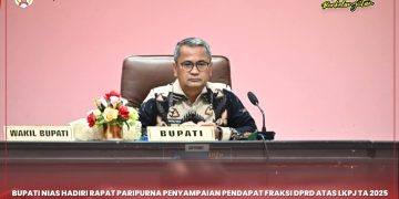 BUPATI NIAS HADIRI RAPAT PARIPURNA PENYAMPAIAN PENDAPAT FRAKSI DPRD ATAS LKPJ TA 2025