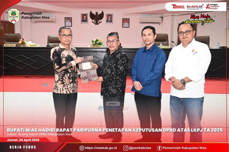 BUPATI NIAS HADIRI RAPAT PARIPURNA PENETAPAN KEPUTUSAN DPRD ATAS LKPJ TA 2025