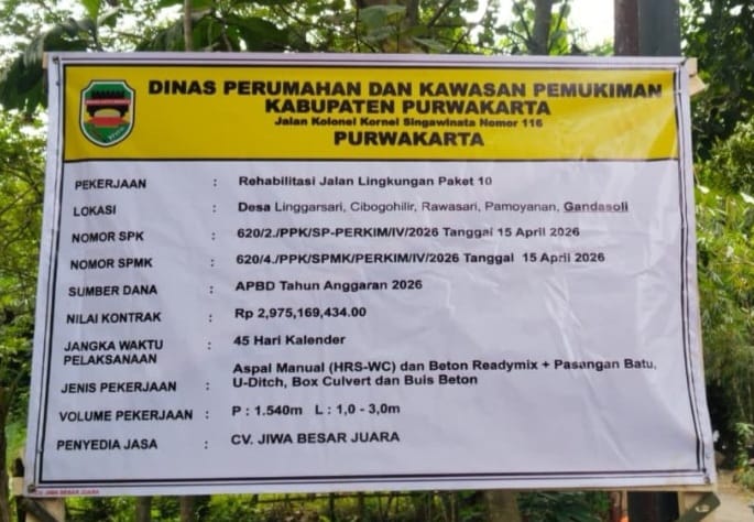 Rehabilitasi Jalan Lingkungan di Sejumlah Desa Purwakarta Tengah Dikerjakan