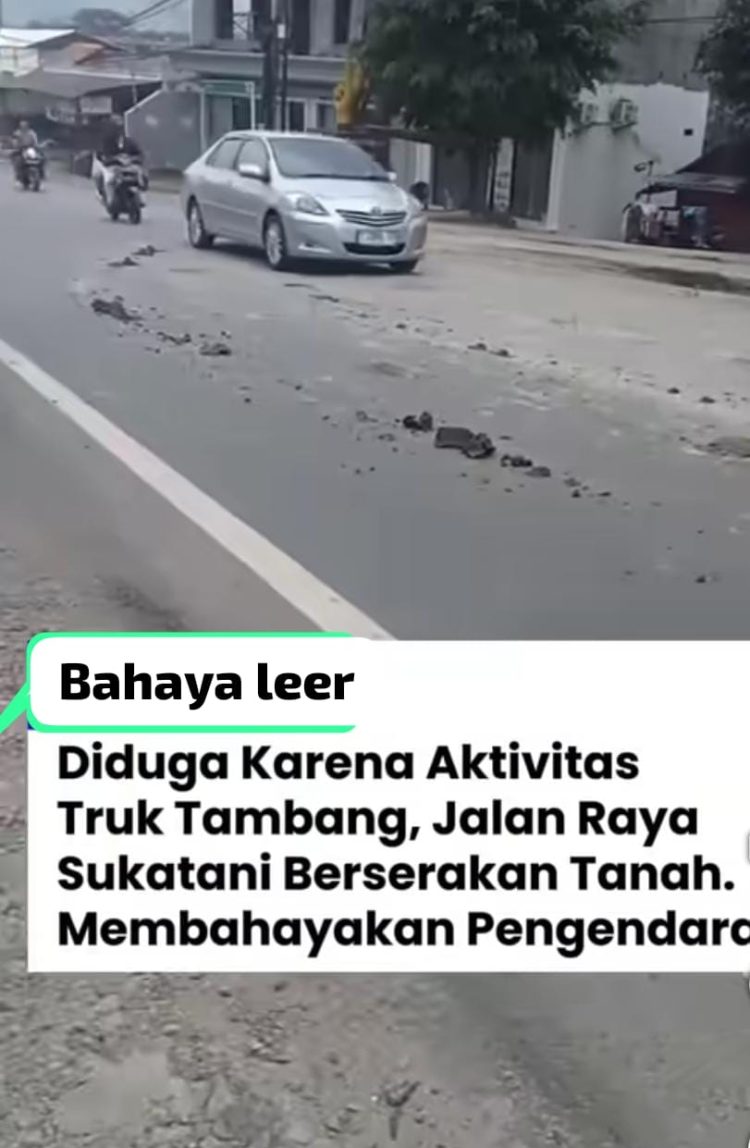 Jalan Sukatani Dipenuhi Tanah Berserakan, Pengendara Diminta Waspada