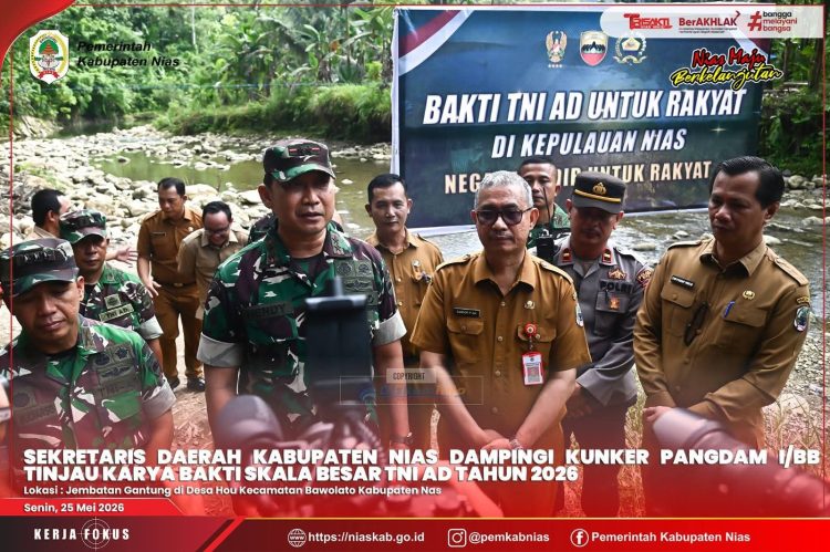 SEKRETARIS DAERAH KABUPATEN NIAS DAMPINGI KUNKER PANGDAM I/BB TINJAU KARYA BAKTI SKALA BESAR TNI AD TAHUN 2026