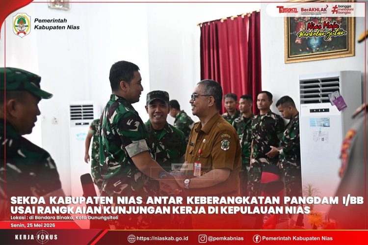 SEKDA NIAS ANTAR KEBERANGKATAN PANGDAM I/BB USAI RANGKAIAN KUNJUNGAN KERJA DI KEPULAUAN NIAS