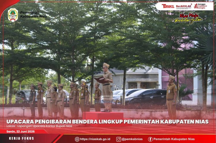 PEMKAB NIAS LAKSANAKAN UPACARA PENGIBARAN BENDERA, Ka BKPSDM JADI PEMBINA
