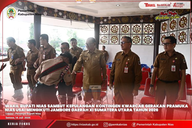 WABUP NIAS SAMBUT KEPULANGAN KONTINGEN KWARCAB GERAKAN PRAMUKA NIAS USAI MENGIKUTI JAMBORE DAERAH XI SUMUT TAHUN 2026