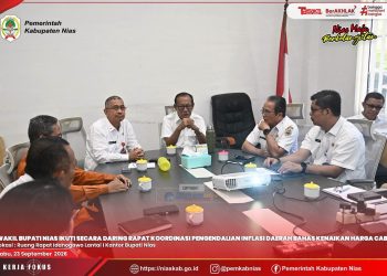 WABUP NIAS IKUTI SECARA DARING RAKOR PENGENDALIAN INFLASI DAERAH BAHAS KENAIKAN HARGA CABAI