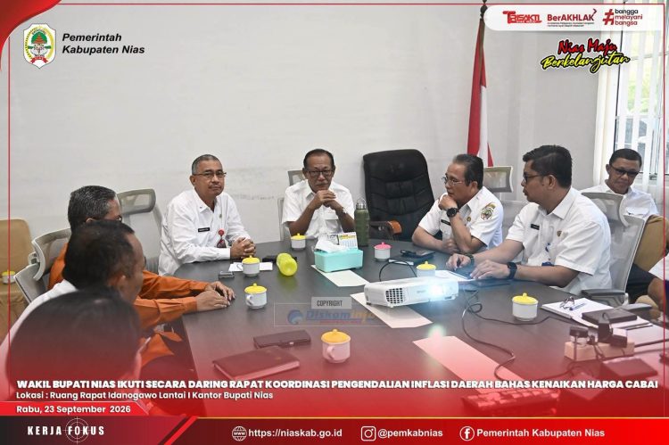 WABUP NIAS IKUTI SECARA DARING RAKOR PENGENDALIAN INFLASI DAERAH BAHAS KENAIKAN HARGA CABAI