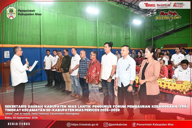 SEKDA NIAS LANTIK PENGURUS FPK TINGKAT KECAMATAN SE-KAB NIAS PERIODE 2026–2030